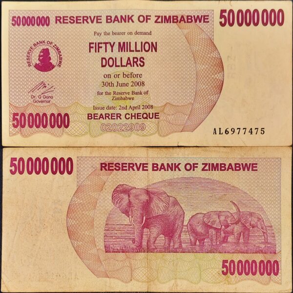 ZIMBABWE 50000000 DOLLARS