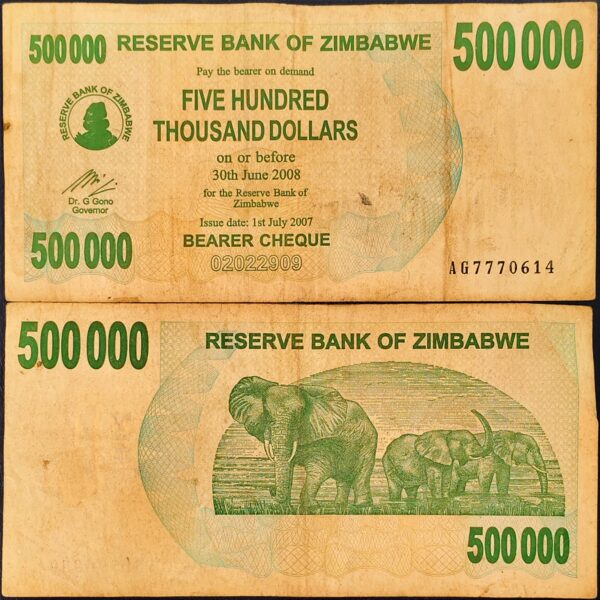 ZIMBABWE 500000 DOLLARS