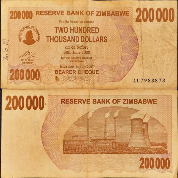 ZIMBABWE 200000 DOLLARS